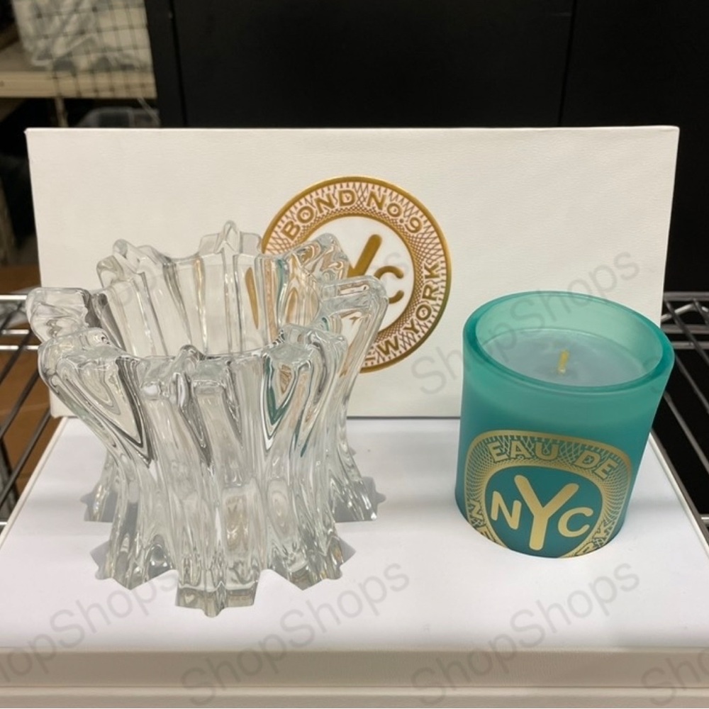 NYC Candle and Holder Set - Clear and Teal